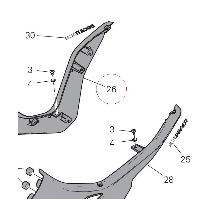 Cover frame right red 48211223AC