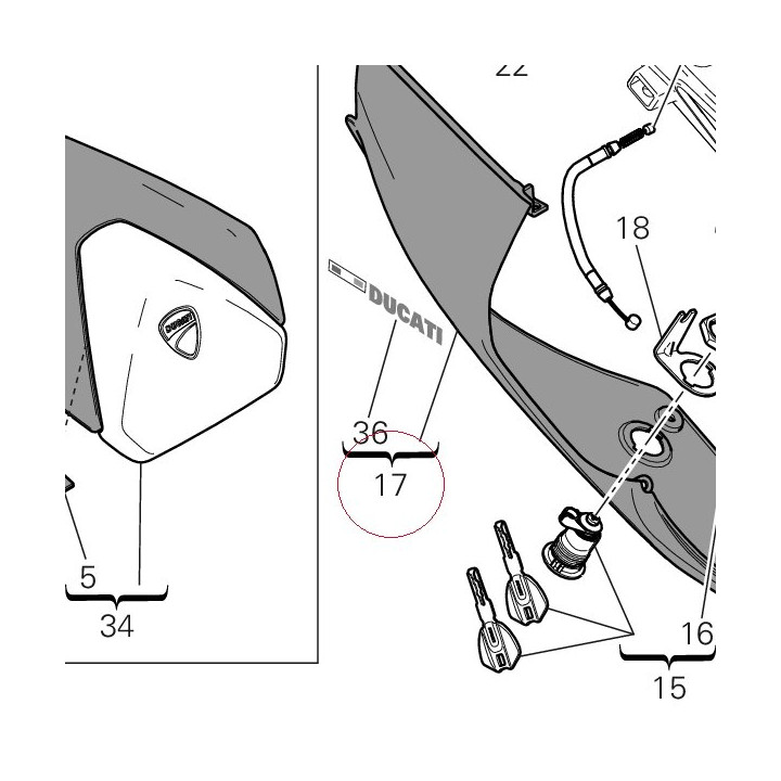 Cover frame right red 48211671AA