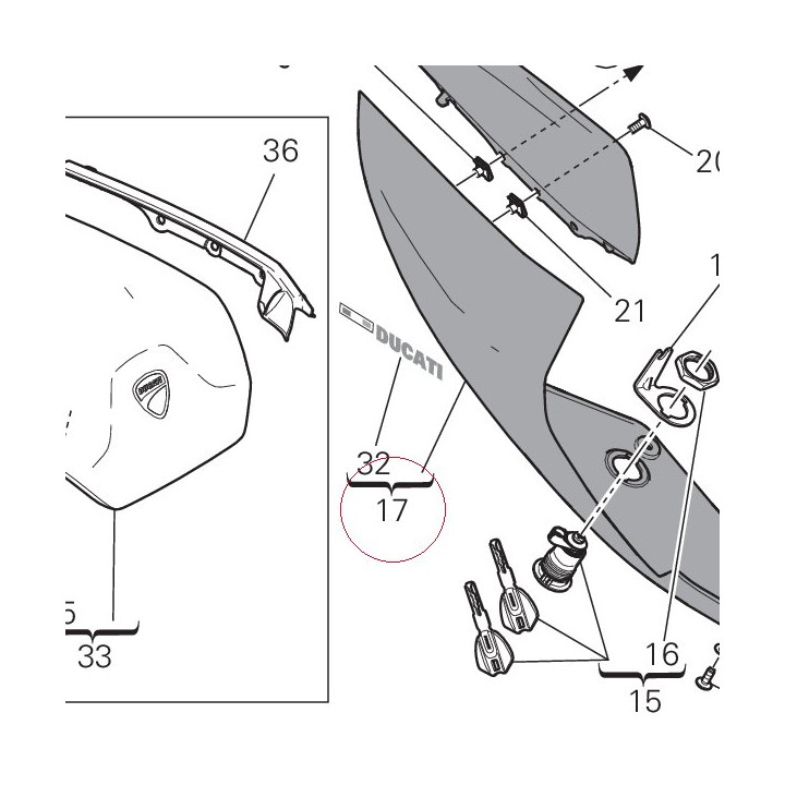 Cover frame right red 48212031AA