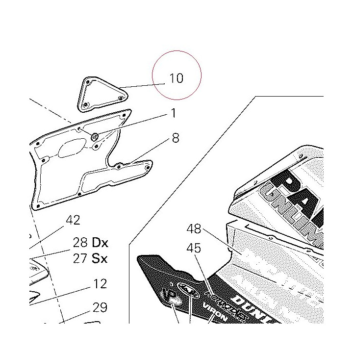 Acoustic insulation panel, right 48610692A