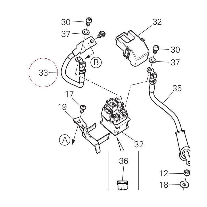Battery - solenoid starter cable 51410751A