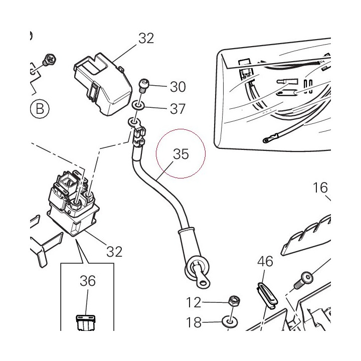 Solenoid starter - starter motor cable 51410761C