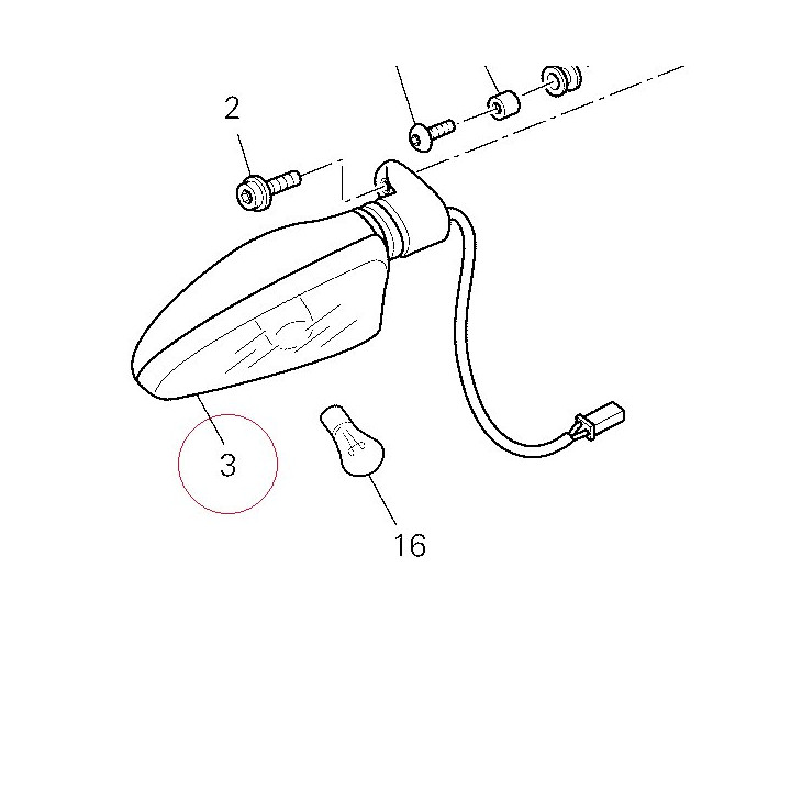 Rear flasher light, left 53010174A