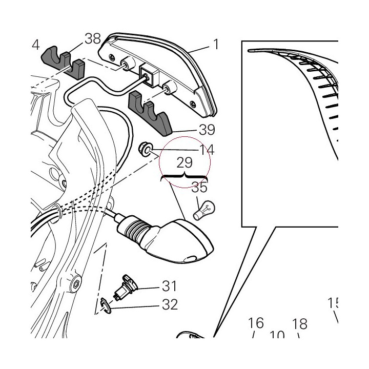 Rear flasher light, left 53010201A