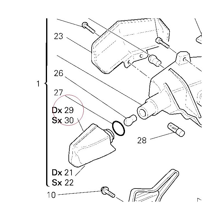 Lens, rear flasher right 53110031A