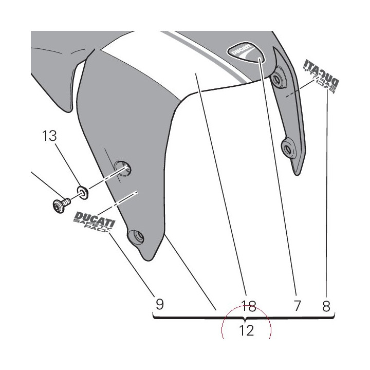 Front mudguard red/white strip 564P1082BH