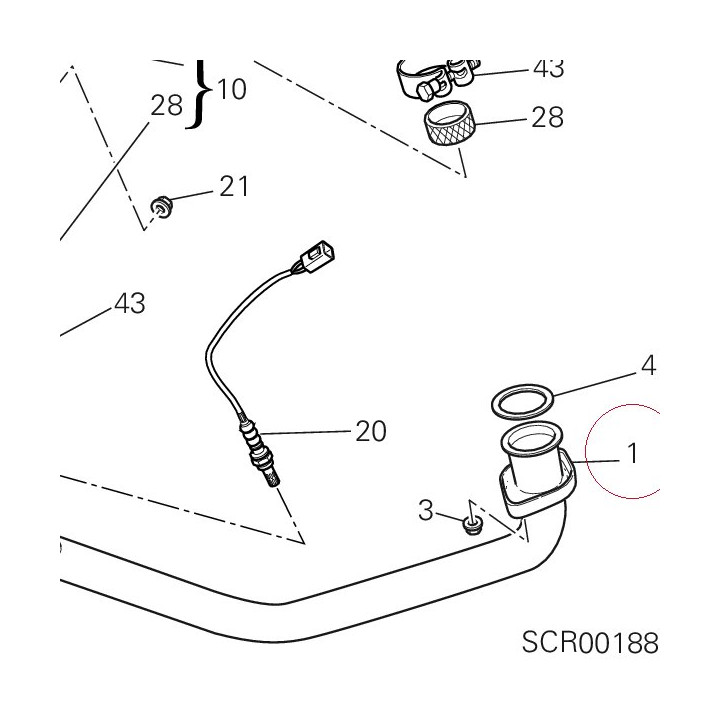 Horizontal exhaust pipe 57012581C