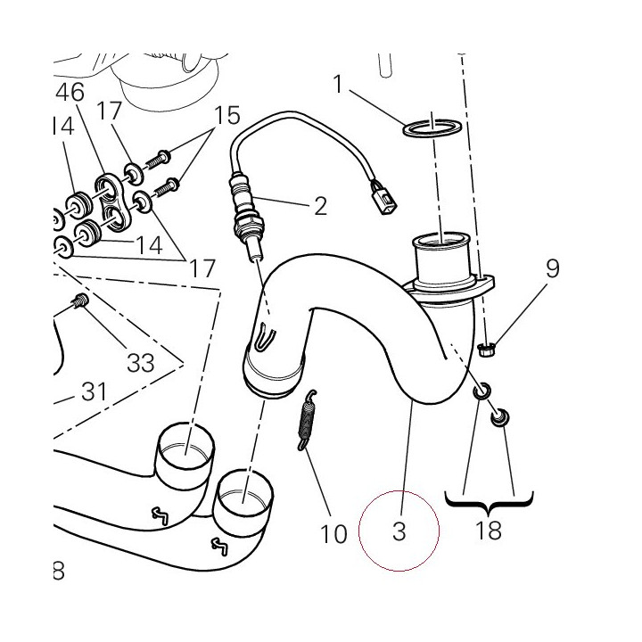 Horizontal exhaust pipe 57012911B