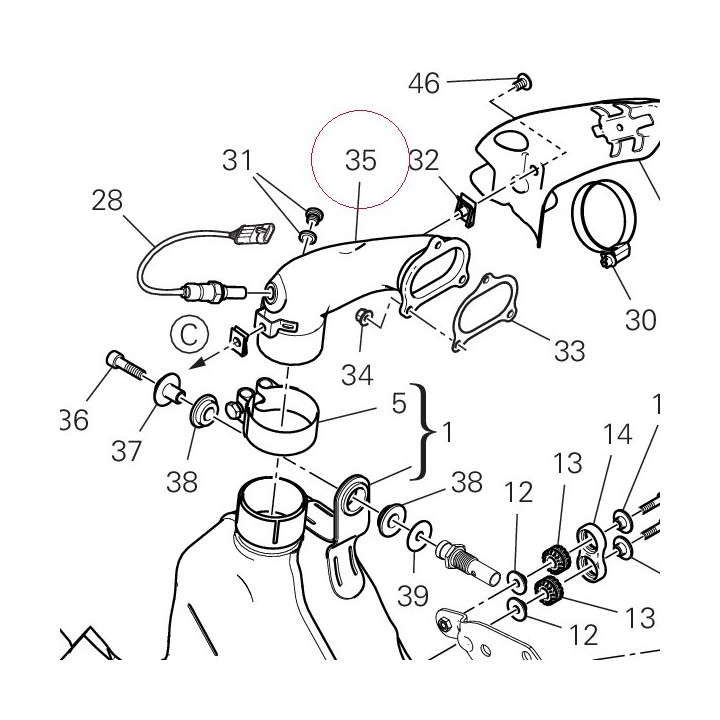 Vertical exhaust pipe 57114801B