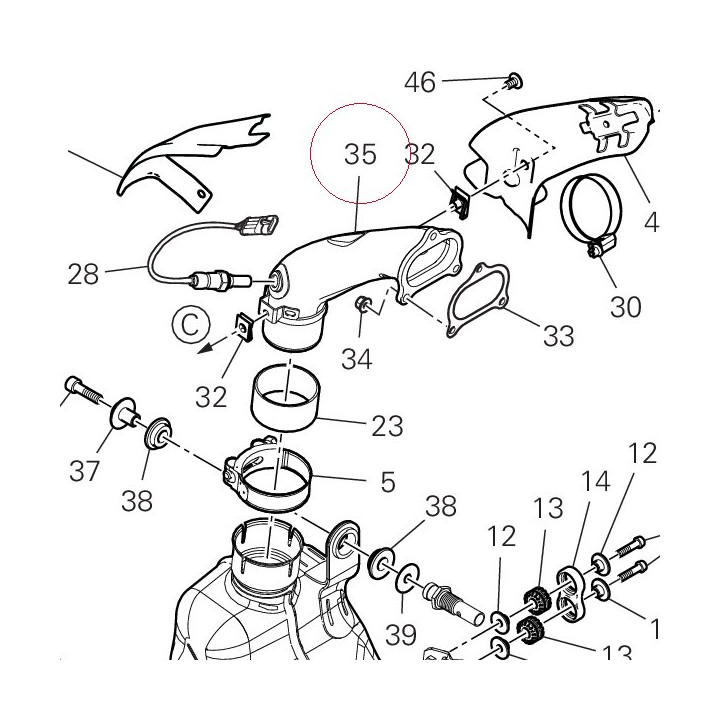 Vertical exhaust pipe 57115182A