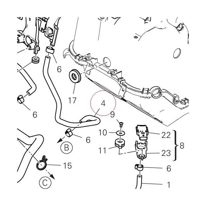 Right-hand rear pipe 59014592A