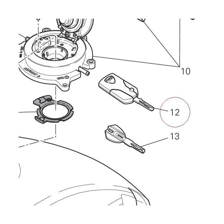 Key with transponder 868 mhz active 59810271B