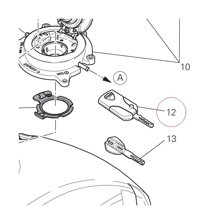 Key with transponder 868 mhz active 59810272B