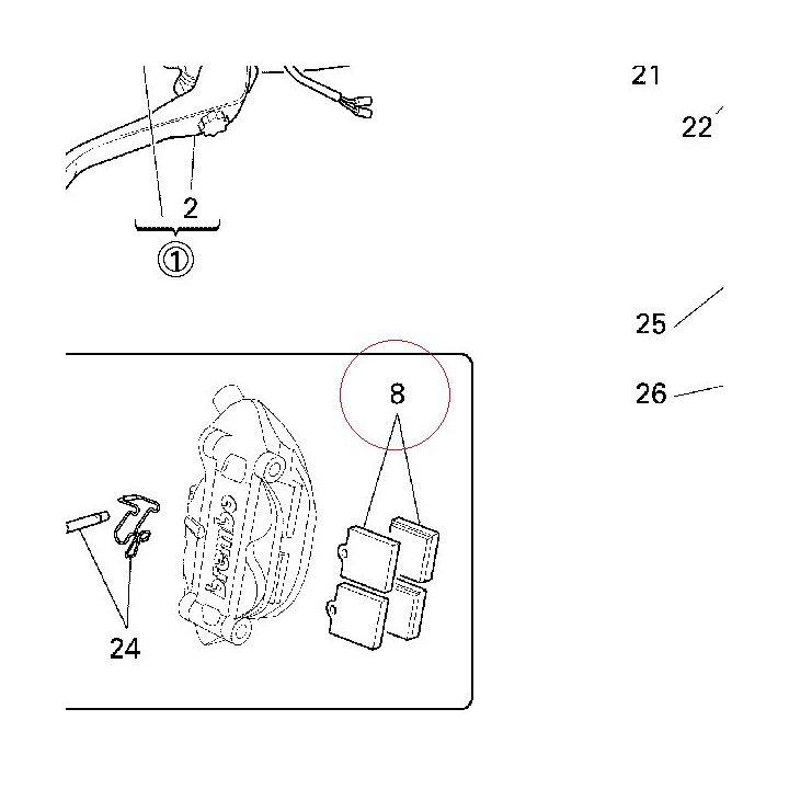 Front brake pads set 61340301A