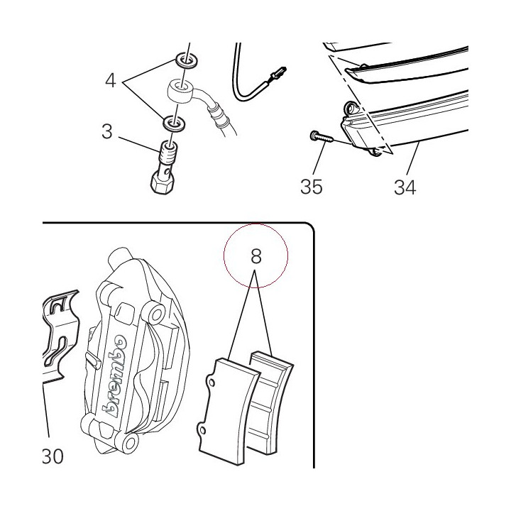 Front brake pads set 61340411A