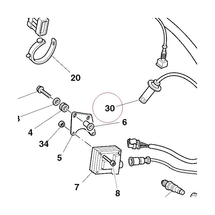 Spark plug cable, vertical head 67110021A