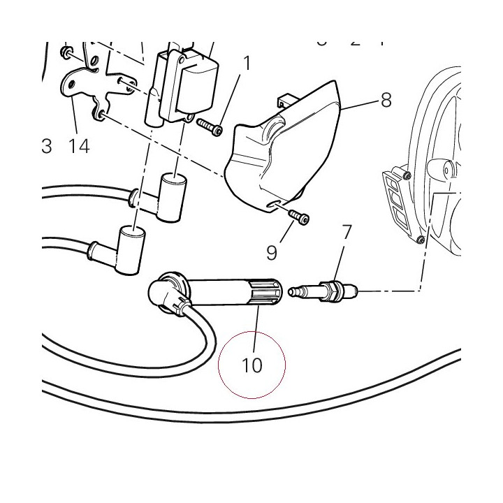Horizontal head spark plugwiring 67110551B