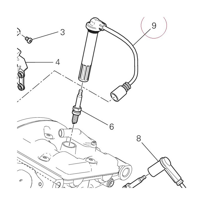 Spark plug cable, vertical head 67110591A