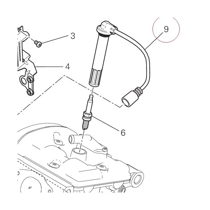 Spark plug cable, vertical head 67110591D