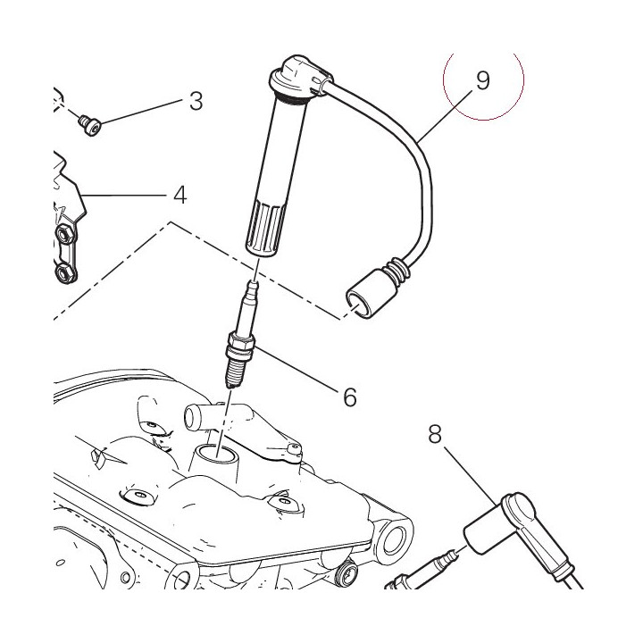 Spark plug cable, vertical head 67110592B