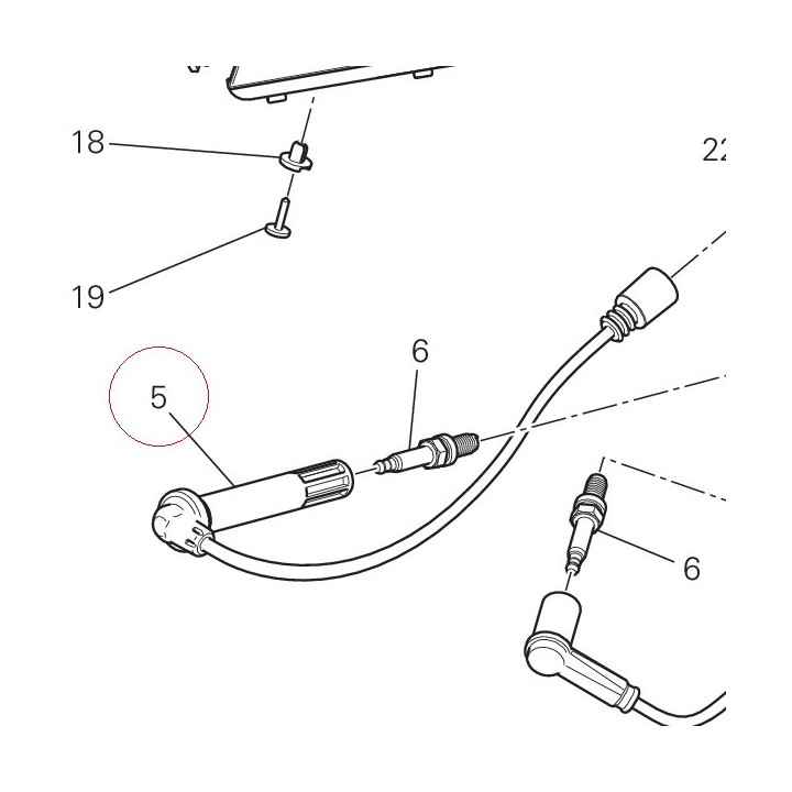 Spark plug cable, horizontal head 67110601B