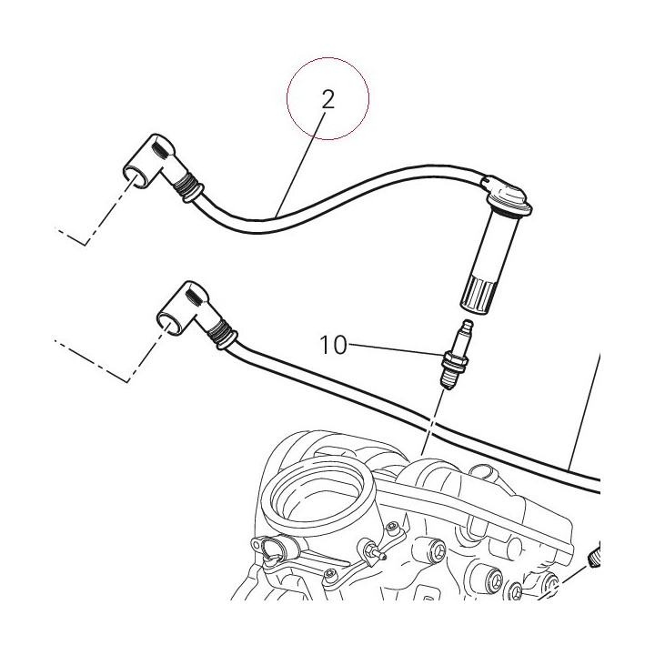 Spark plug cable, vertical head 67110621B