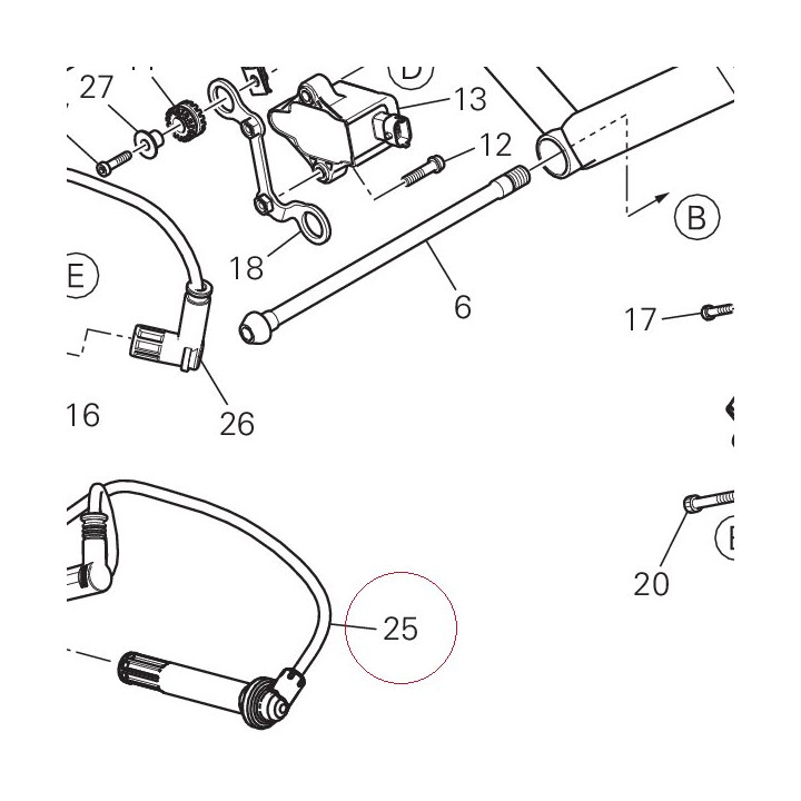 Spark plug cable, horizontal head 67110671B