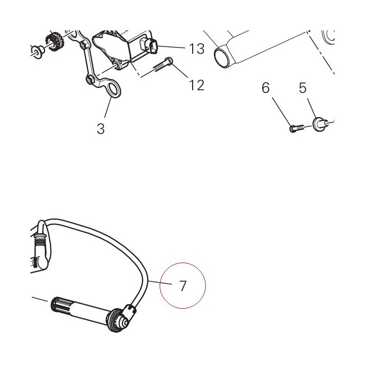 Spark plug cable, horizontal head 67110671E