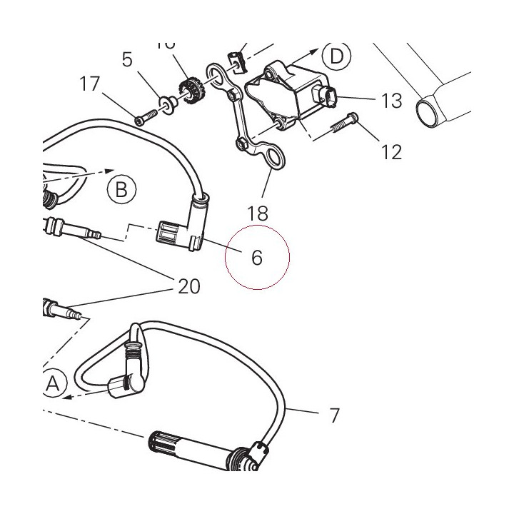 Cable, horizontal head spark plug left 67110681C