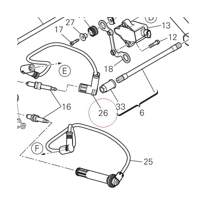 Cable, horizontal head spark plug left 67110682A