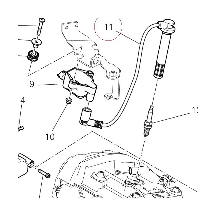 Spark plug cable, vertical head 67110701B