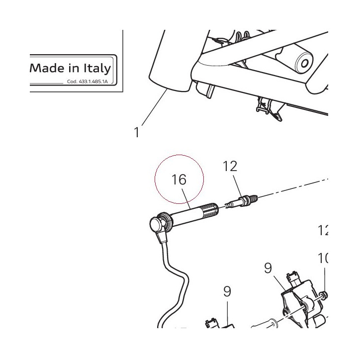 Spark plug cable, horizontal head 67110721D