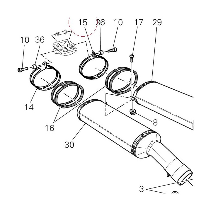 Clamp, left silencer 74110371A