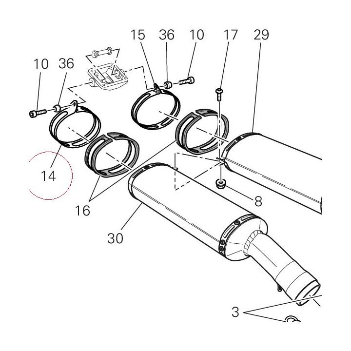 Clamp, right silencer 74110381A