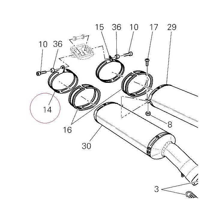 Clamp, right silencer 74110451A