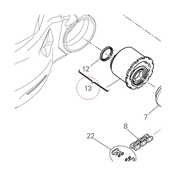 Hub, rear wheel 75620081A
