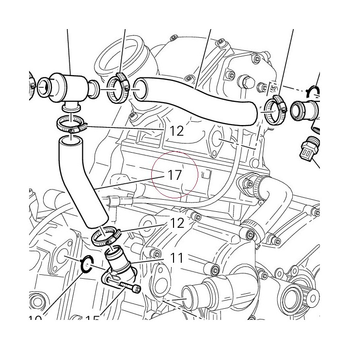 Hose, cooling, head, thermostat 80011271A