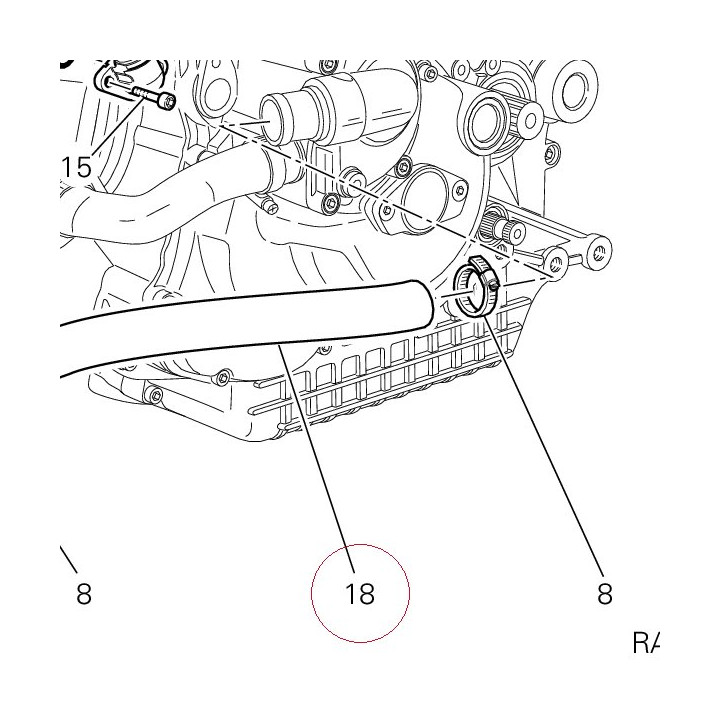 Hose, cooling, radiator, pump 80011281A