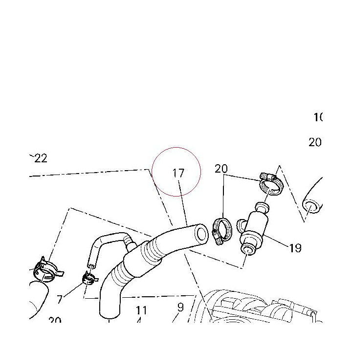 Hose, cooling horizontal head thermostat 80011501A