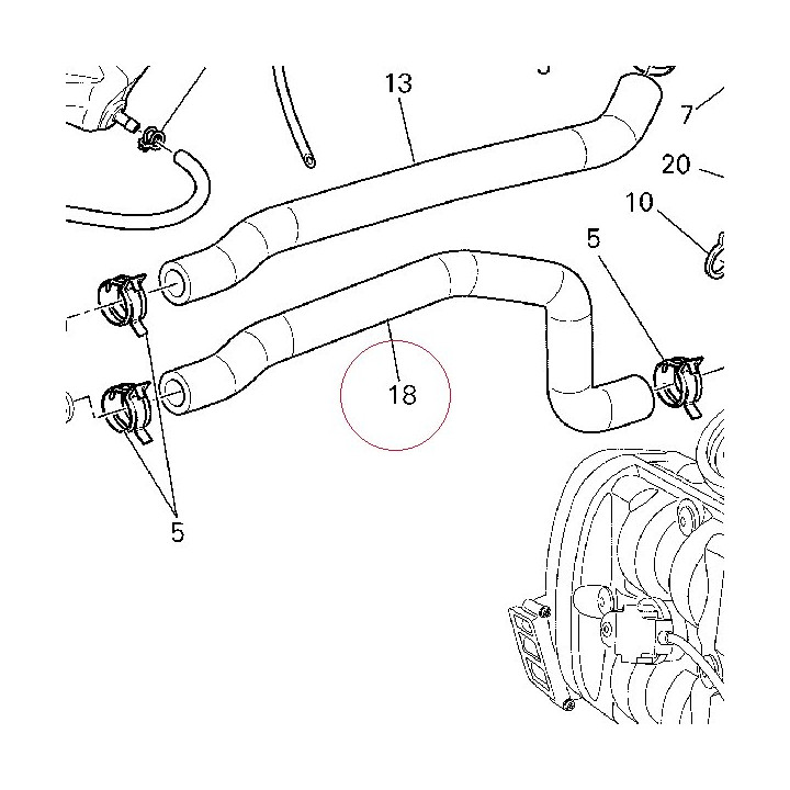 Hose, cooling, radiator, pump 80011531B
