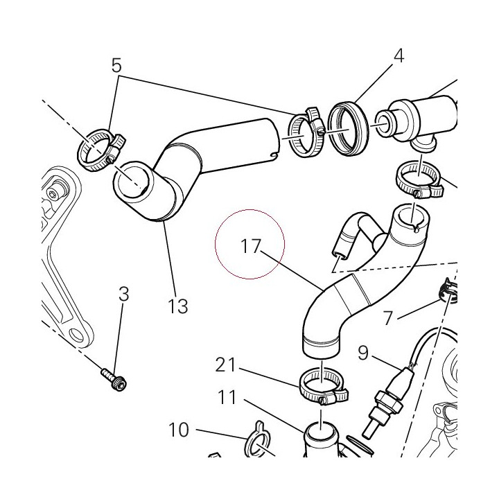 Hose cooling, thermostat horizontal head 80011601C