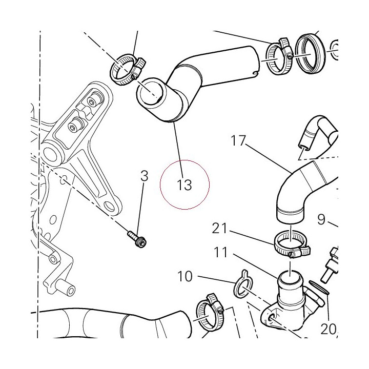 Cooler/thermostat hose 80011631A