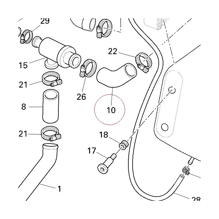 Hose, cooler thermostat 80011651A