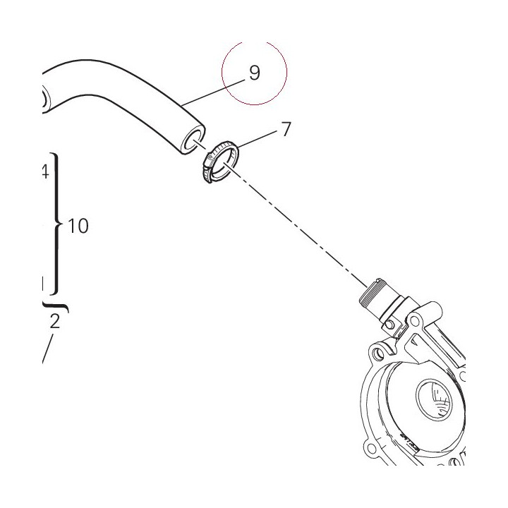 Hose, vertical cylinder water inlet 80011841A