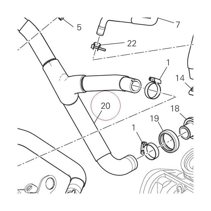 Hose, cooler thermostat 80011881B