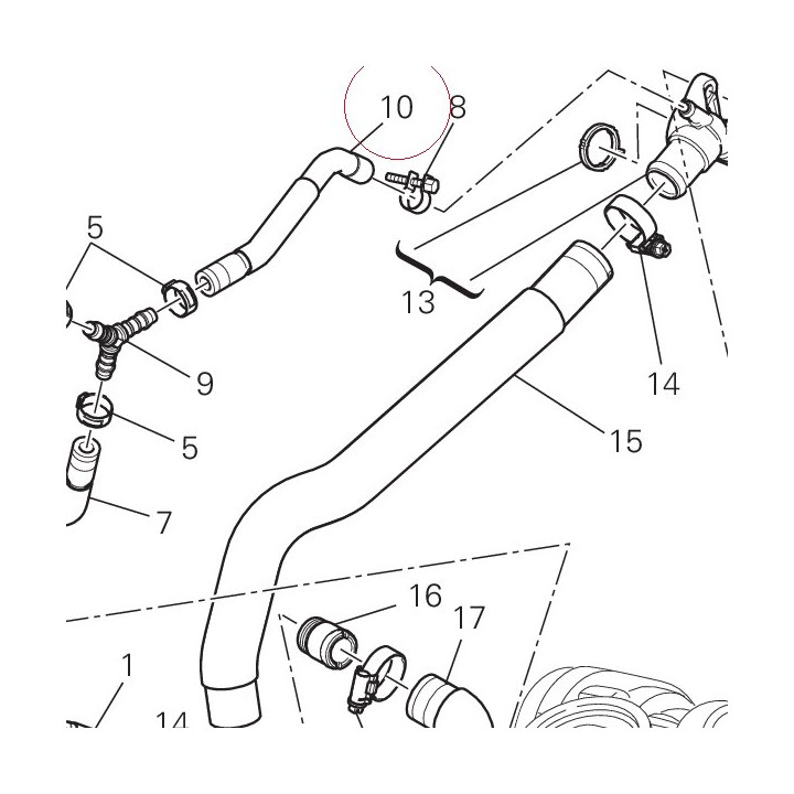 Hose, breather rear 80011931A