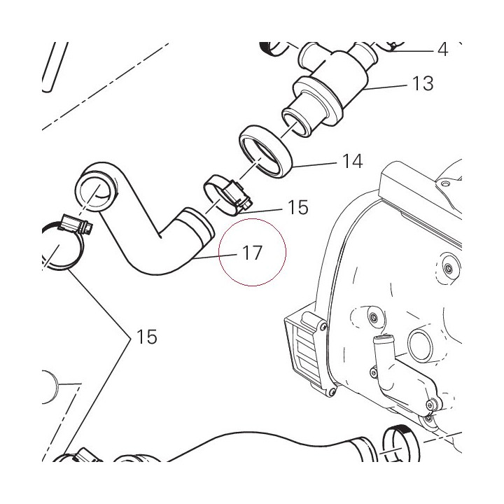 Hose cooler/thermostat 80012332A