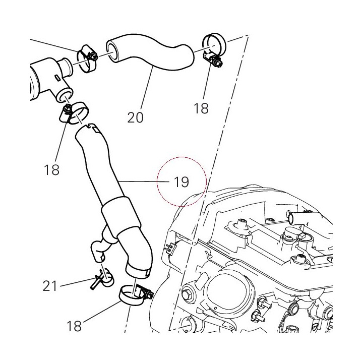 Thermostat/pump hose horizontal 80012551A