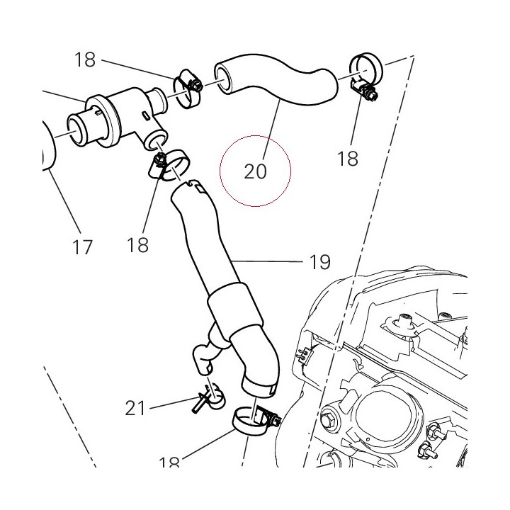 Thermostat/pump hose vertical 80012562A