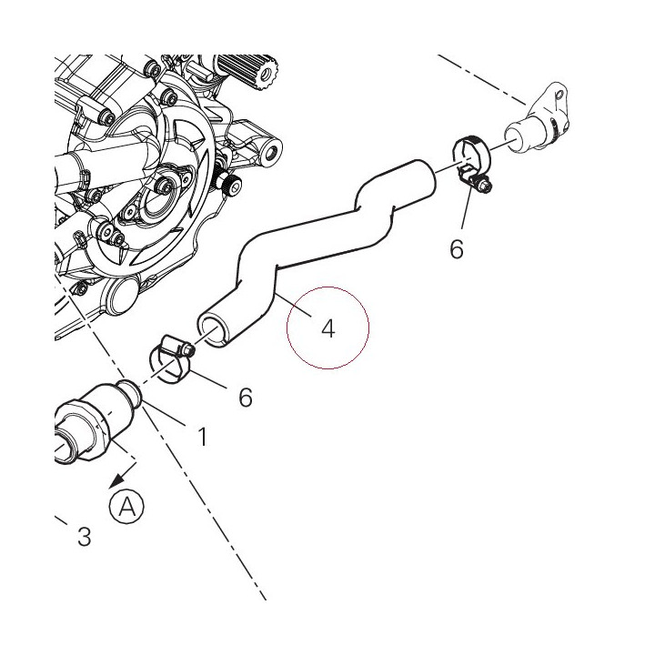 Thermostat/pump hose vertical 80022372A